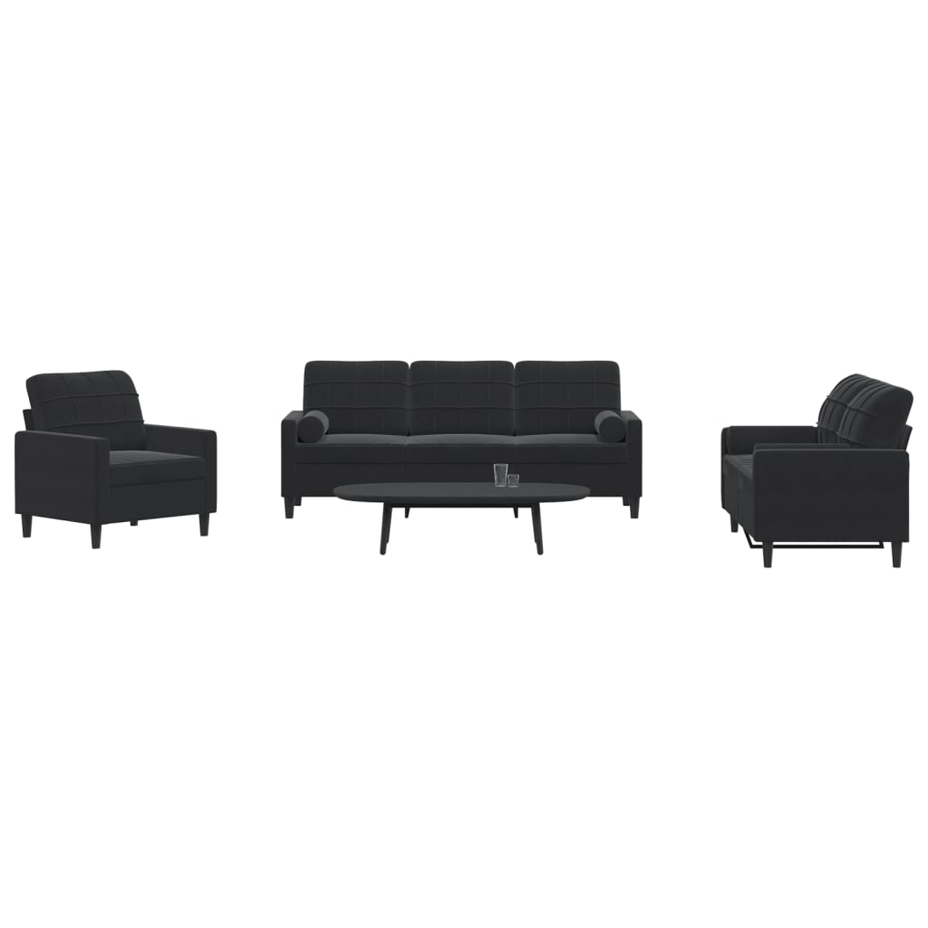Set De Canapele Cu Perne, 3 Piese, , Catifea