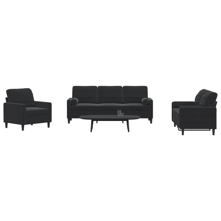 Set De Canapele Cu Perne, 3 Piese, , Catifea