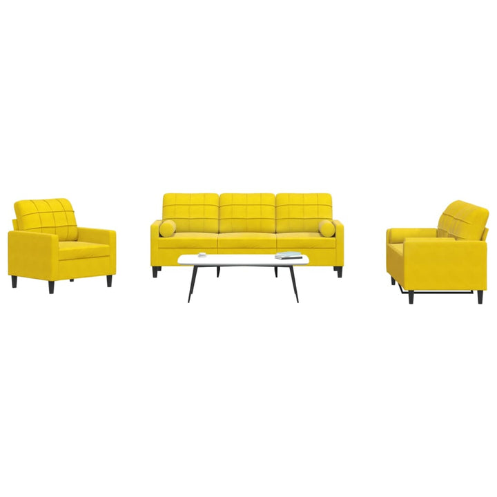 Set De Canapele Cu Perne, 3 Piese, , Catifea