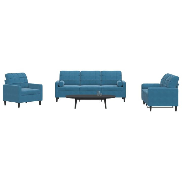 Set De Canapele Cu Perne, 3 Piese, , Catifea