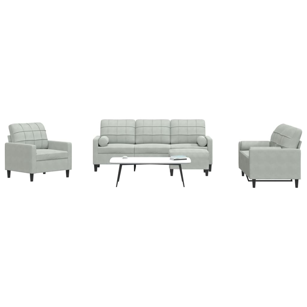 Set De Canapele Cu Perne, 3 Piese, , Catifea