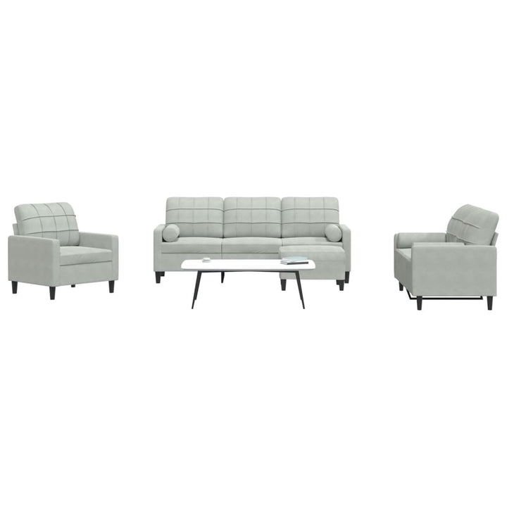 Set De Canapele Cu Perne, 3 Piese, , Catifea