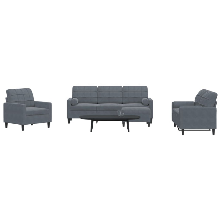 Set De Canapele Cu Perne, 3 Piese, , Catifea