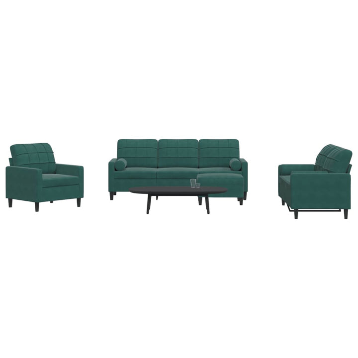 Set De Canapele Cu Perne, 3 Piese, , Catifea