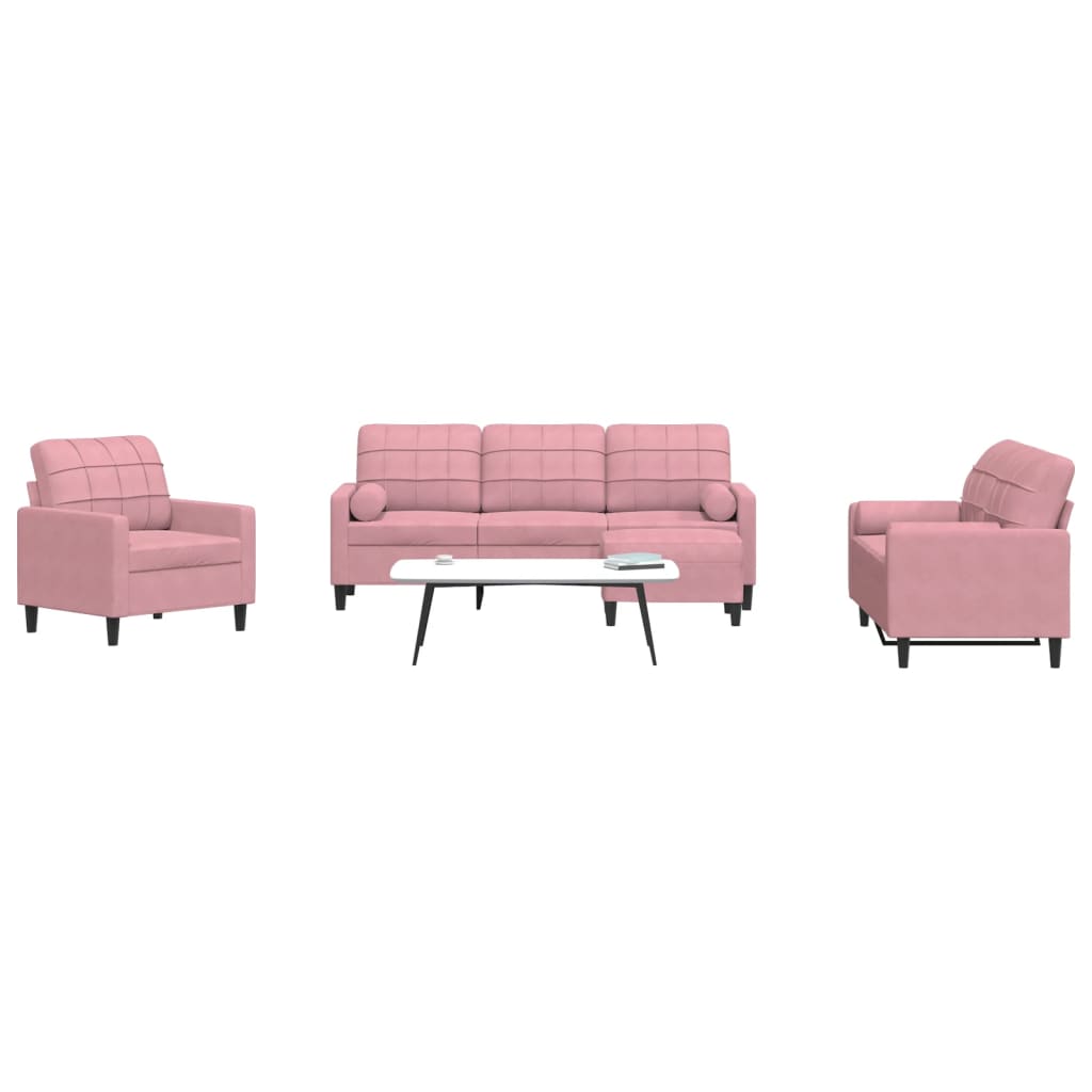 Set De Canapele Cu Perne, 3 Piese, , Catifea