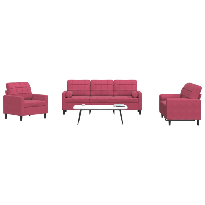 Set De Canapele Cu Perne, 3 Piese, , Catifea