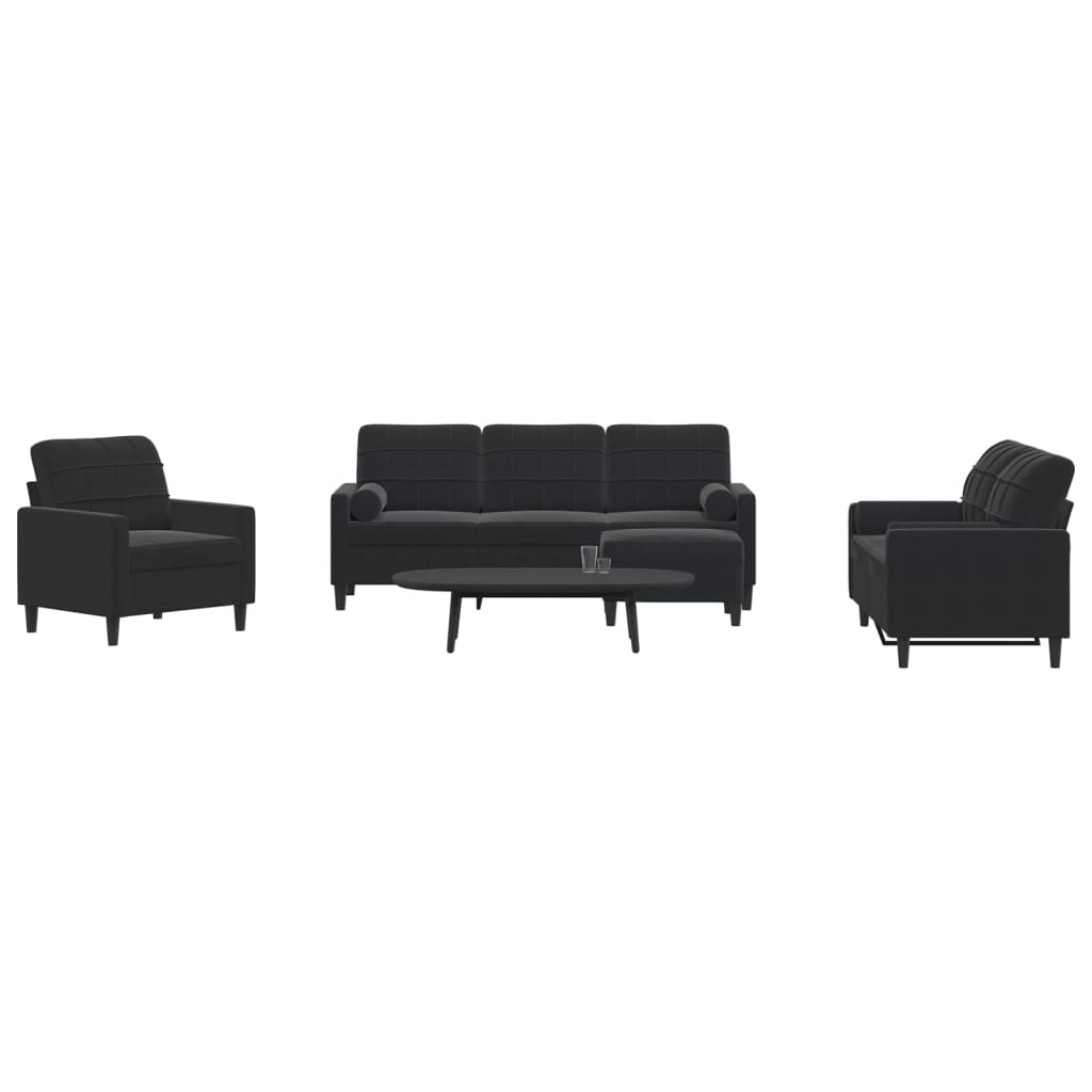 Set De Canapele Cu Perne, 3 Piese, , Catifea