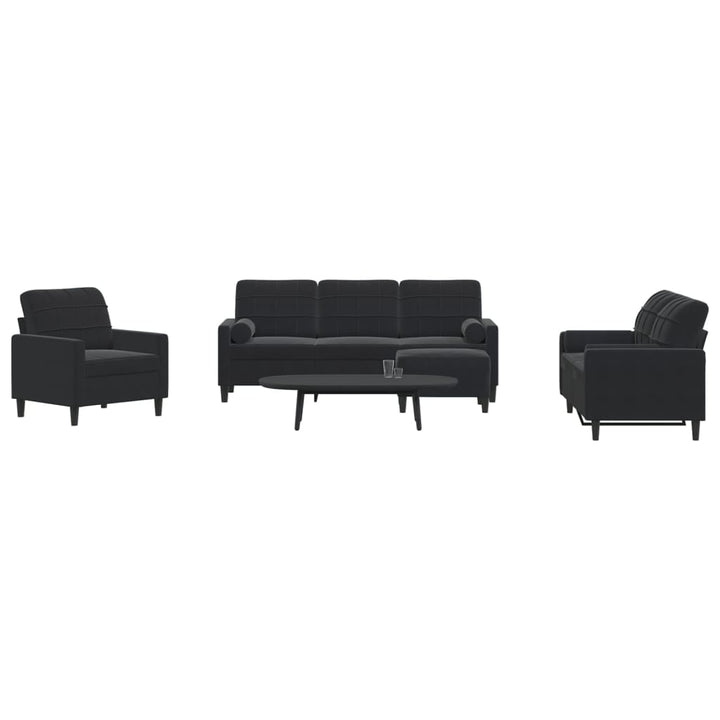 Set De Canapele Cu Perne, 3 Piese, , Catifea