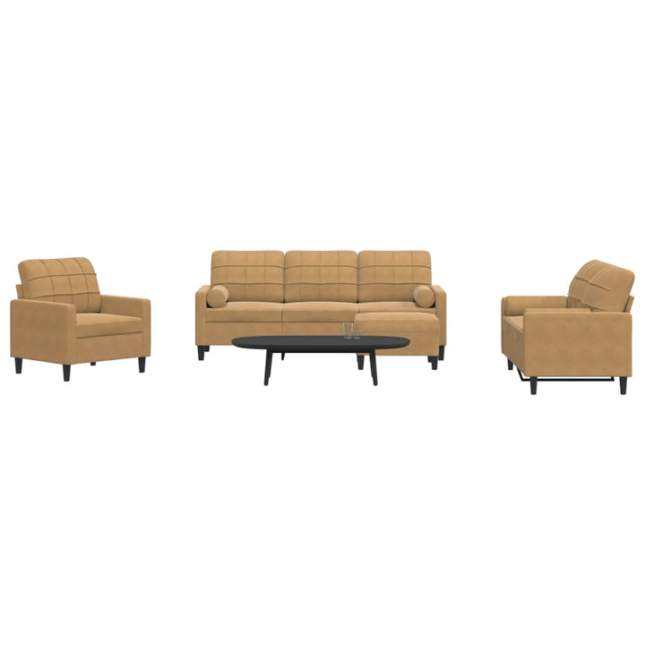Set De Canapele Cu Perne, 3 Piese, , Catifea
