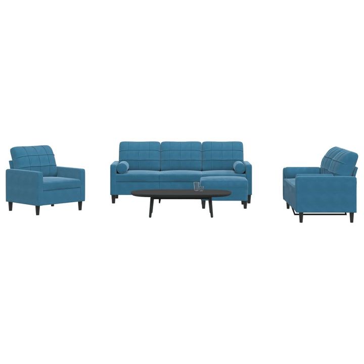 Set De Canapele Cu Perne, 3 Piese, , Catifea