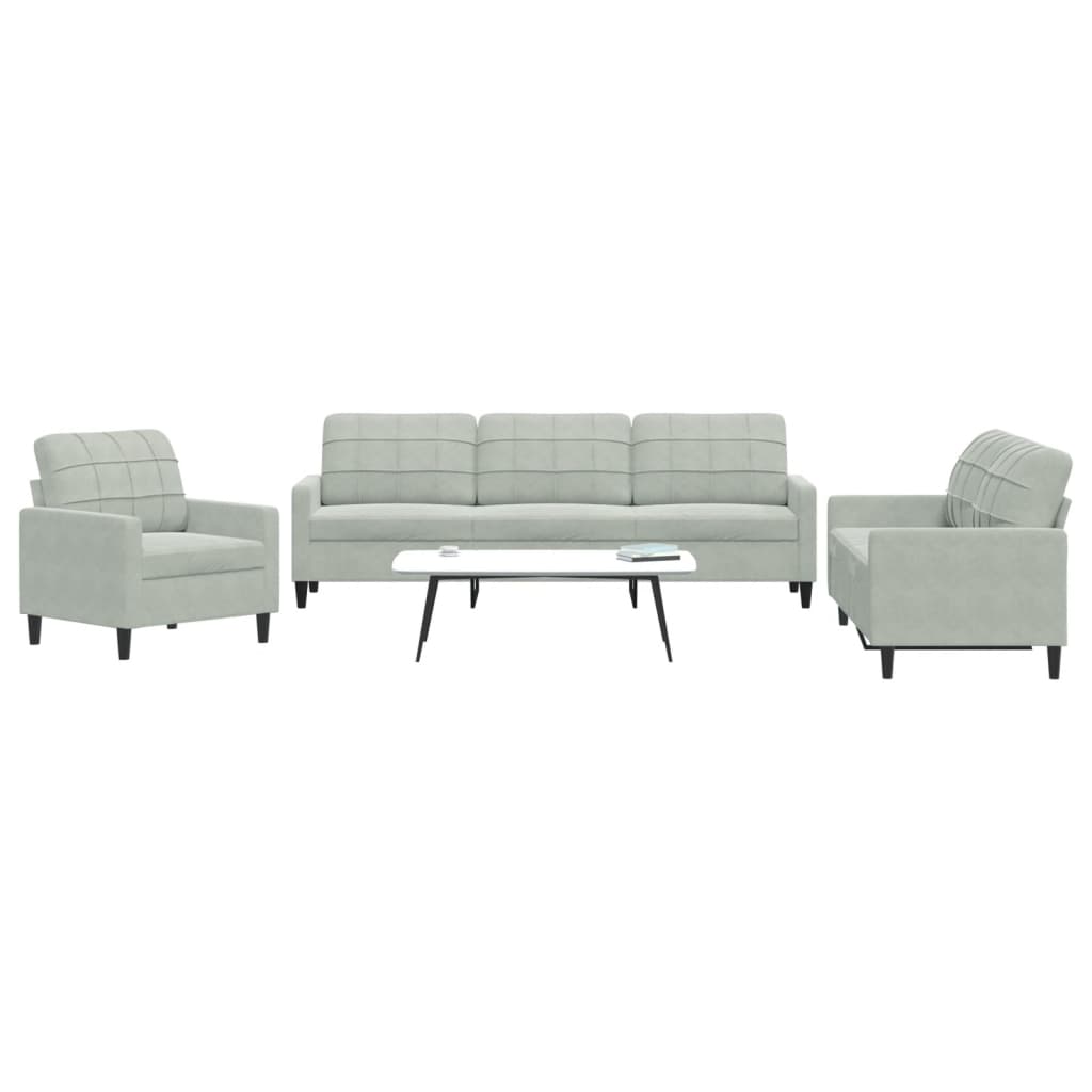 Set De Canapele Cu Perne, 3 Piese, , Catifea