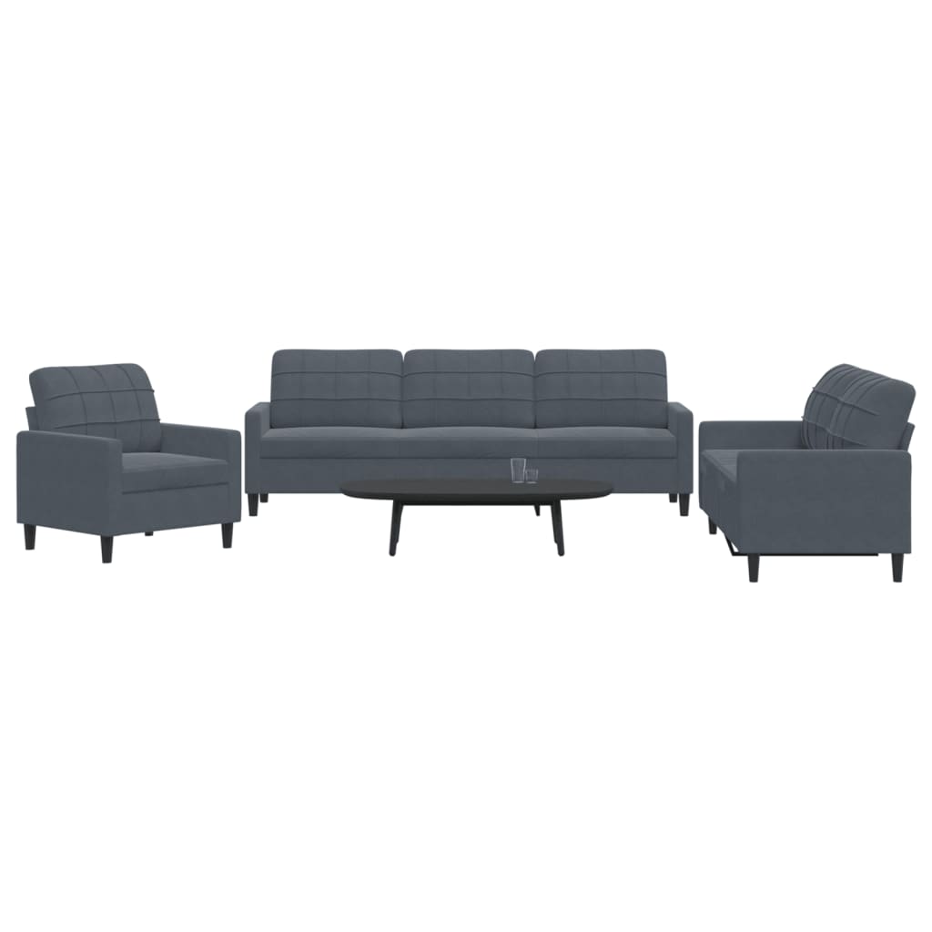 Set De Canapele Cu Perne, 3 Piese, , Catifea