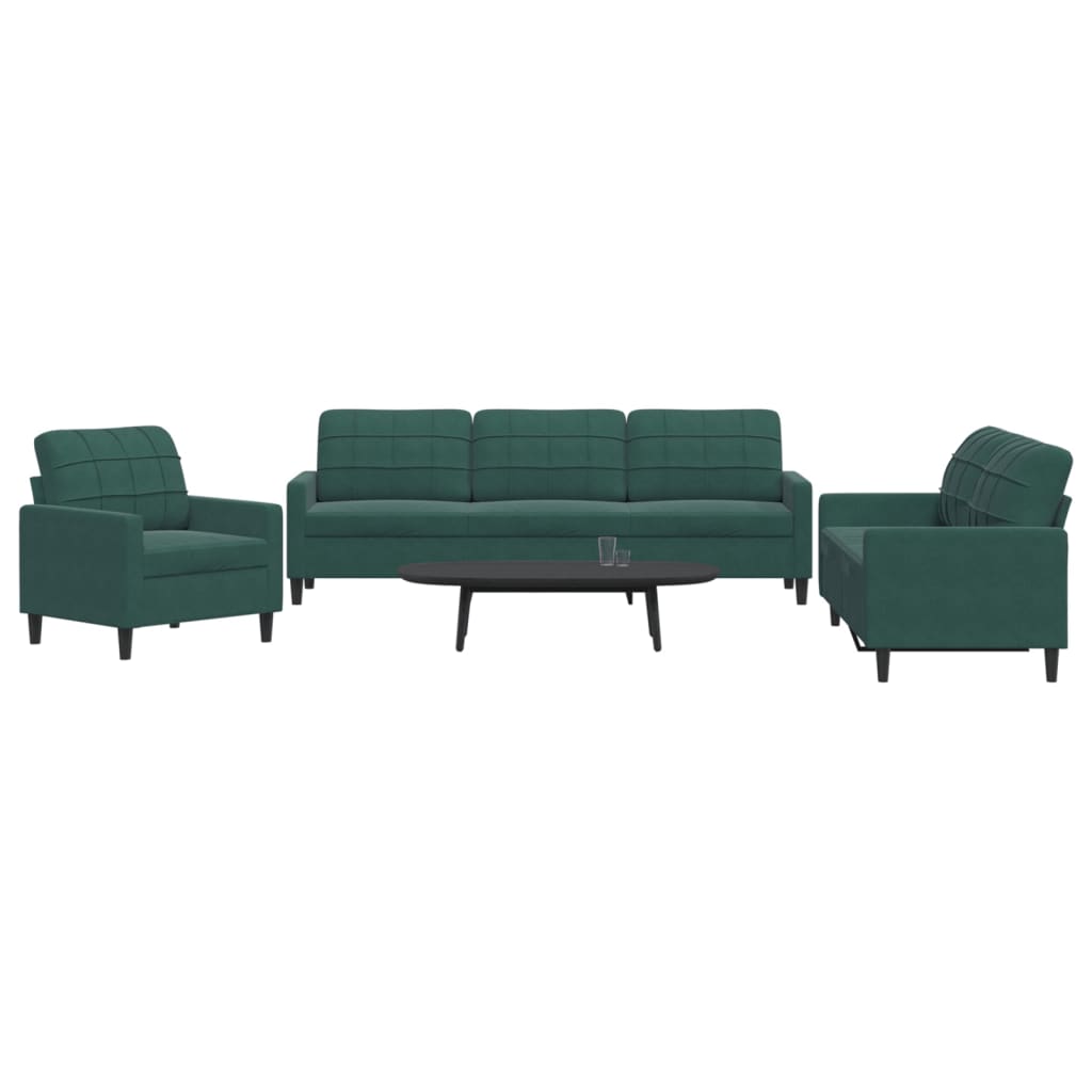 Set De Canapele Cu Perne, 3 Piese, , Catifea