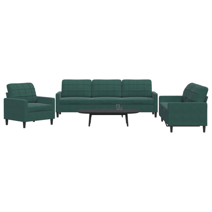 Set De Canapele Cu Perne, 3 Piese, , Catifea
