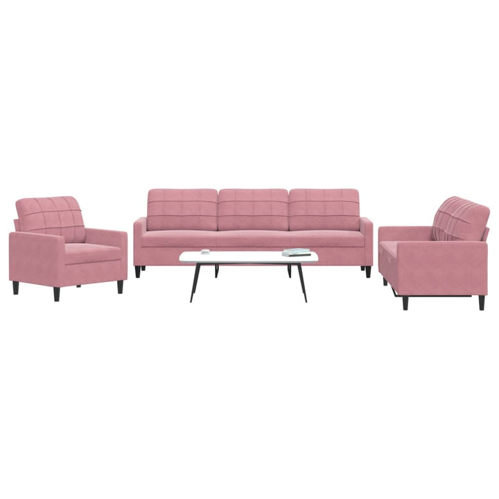 Set De Canapele Cu Perne, 3 Piese, , Catifea