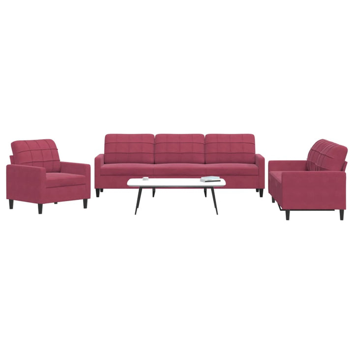 Set De Canapele Cu Perne, 3 Piese, , Catifea
