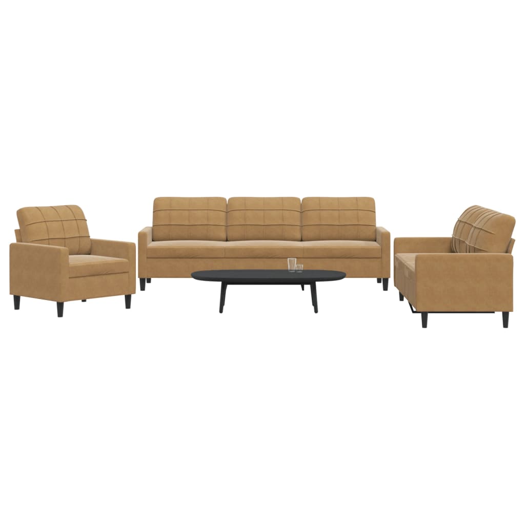 Set De Canapele Cu Perne, 3 Piese, , Catifea