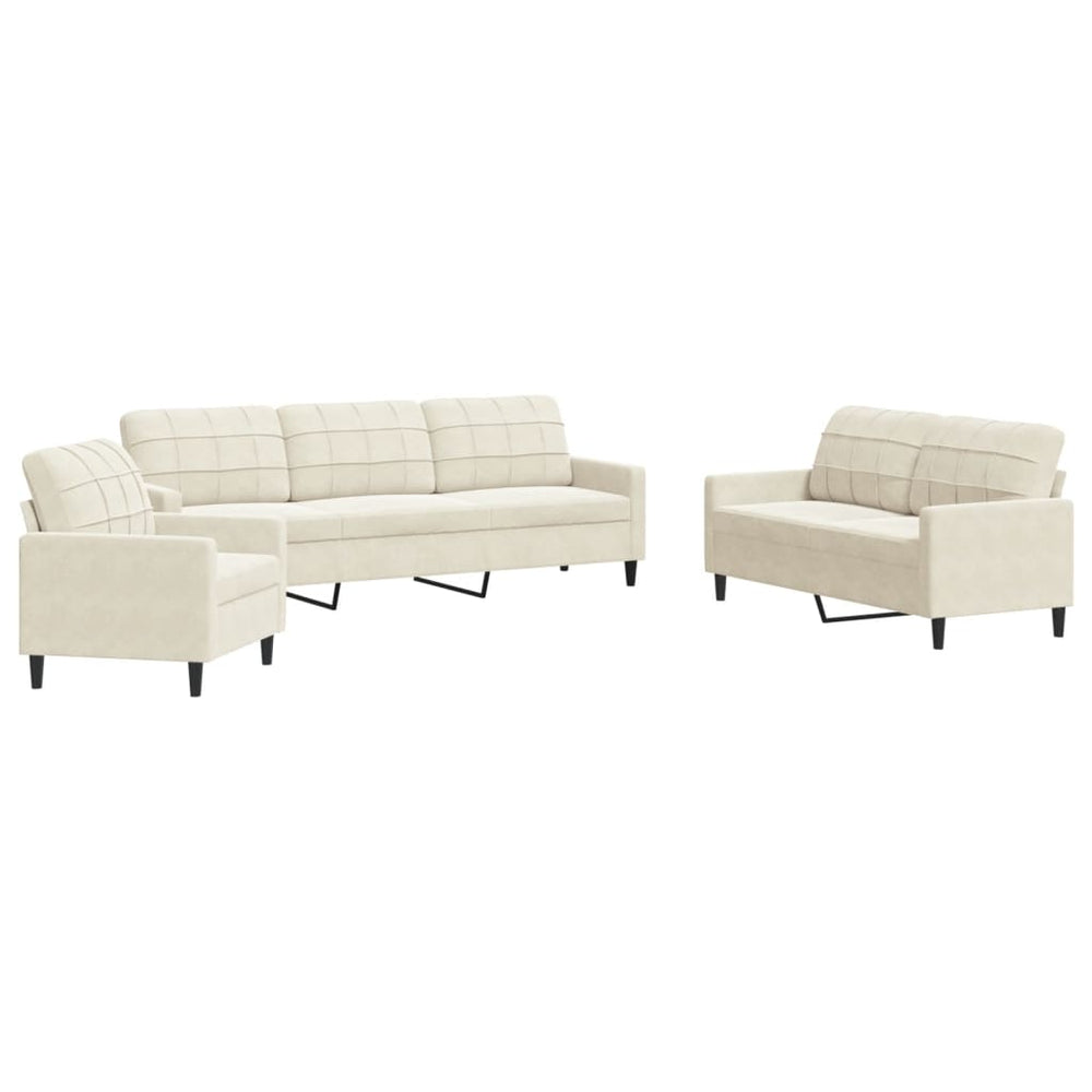 Set De Canapele Cu Perne, 3 Piese, , Catifea
