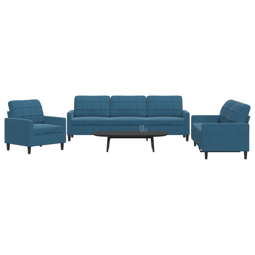 Set De Canapele Cu Perne, 3 Piese, , Catifea