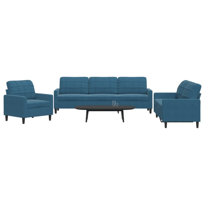 Set De Canapele Cu Perne, 3 Piese, , Catifea