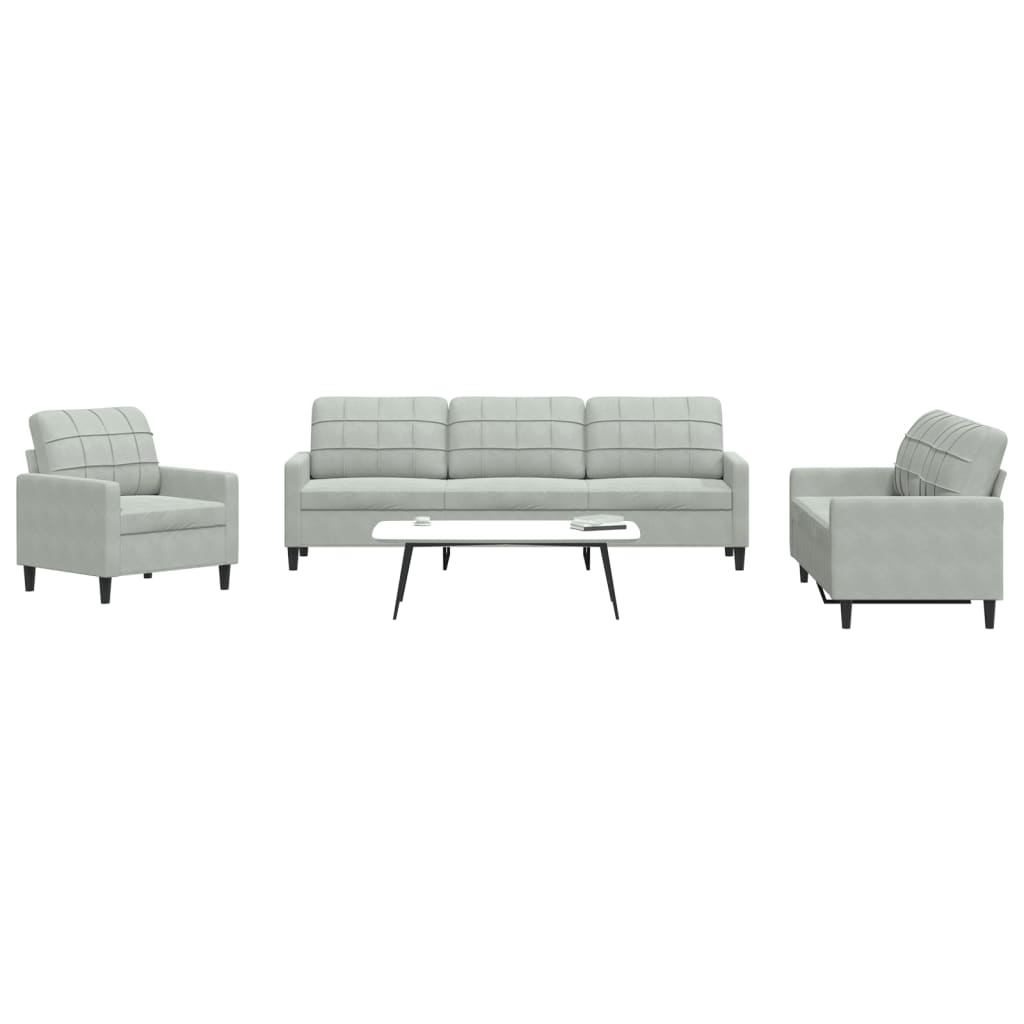 Set De Canapele Cu Perne, 3 Piese, , Catifea