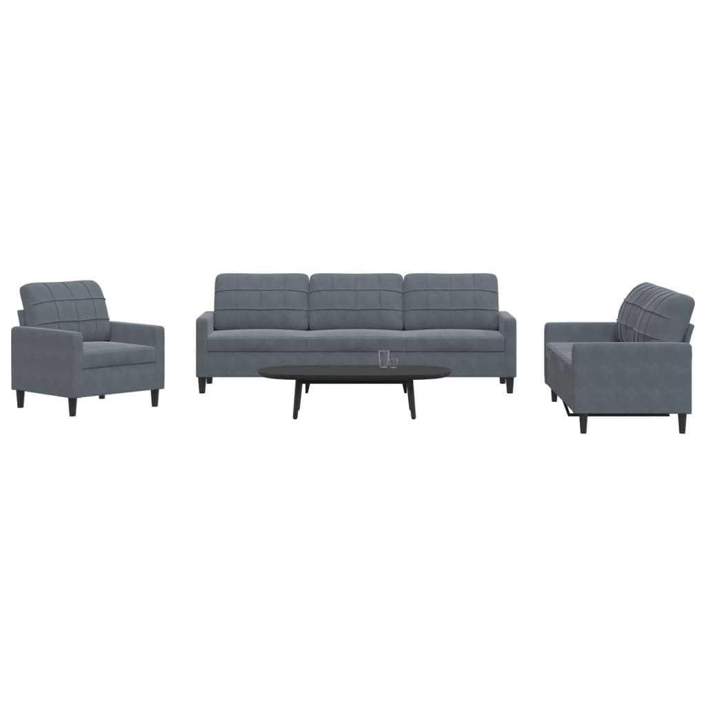 Set De Canapele Cu Perne, 3 Piese, , Catifea