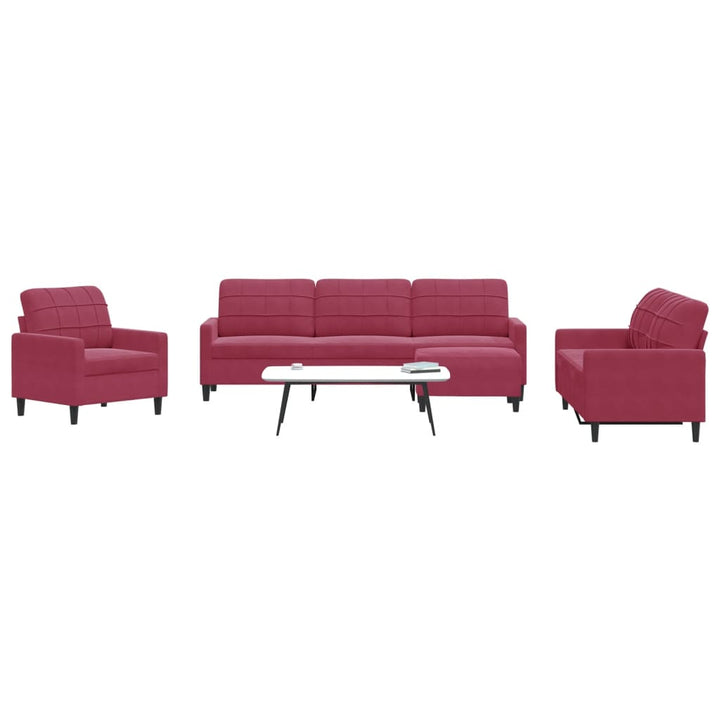 Set De Canapele Cu Perne, 3 Piese, , Catifea
