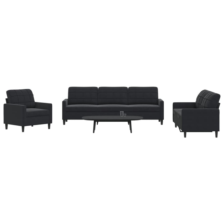 Set De Canapele Cu Perne, 3 Piese, , Catifea