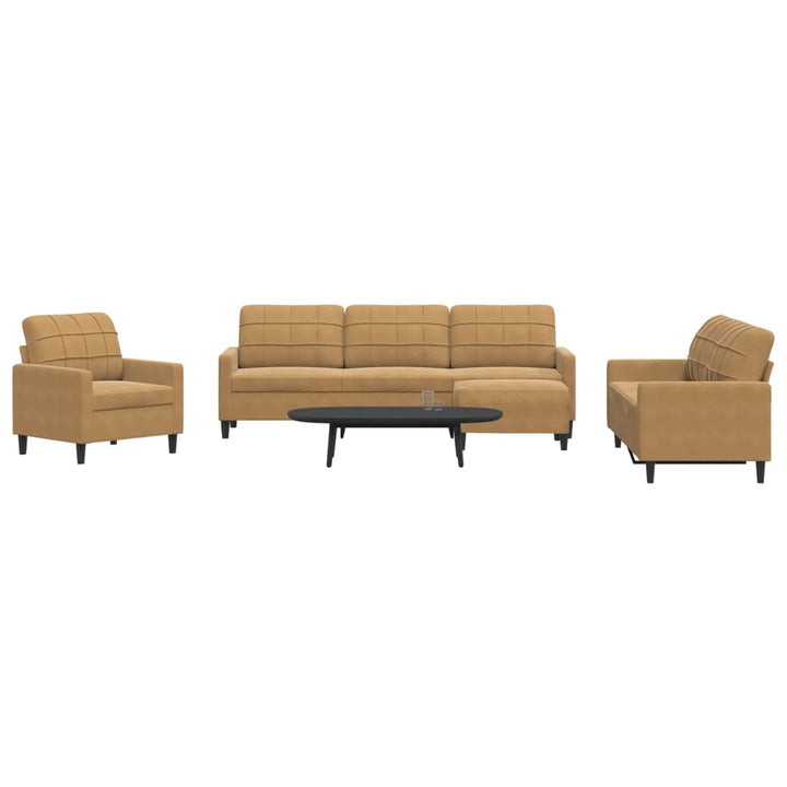 Set De Canapele Cu Perne, 3 Piese, , Catifea