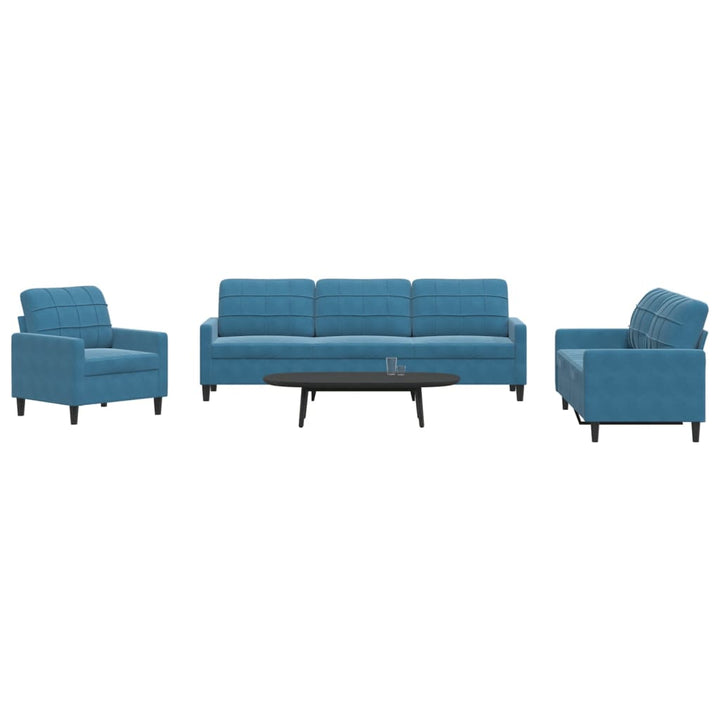 Set De Canapele Cu Perne, 3 Piese, , Catifea