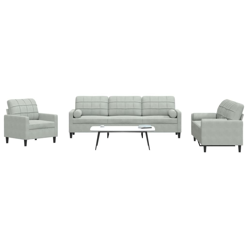 Set De Canapele Cu Perne, 3 Piese, , Catifea