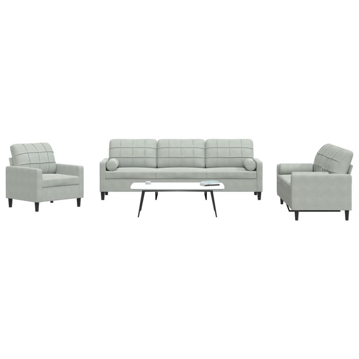 Set De Canapele Cu Perne, 3 Piese, , Catifea