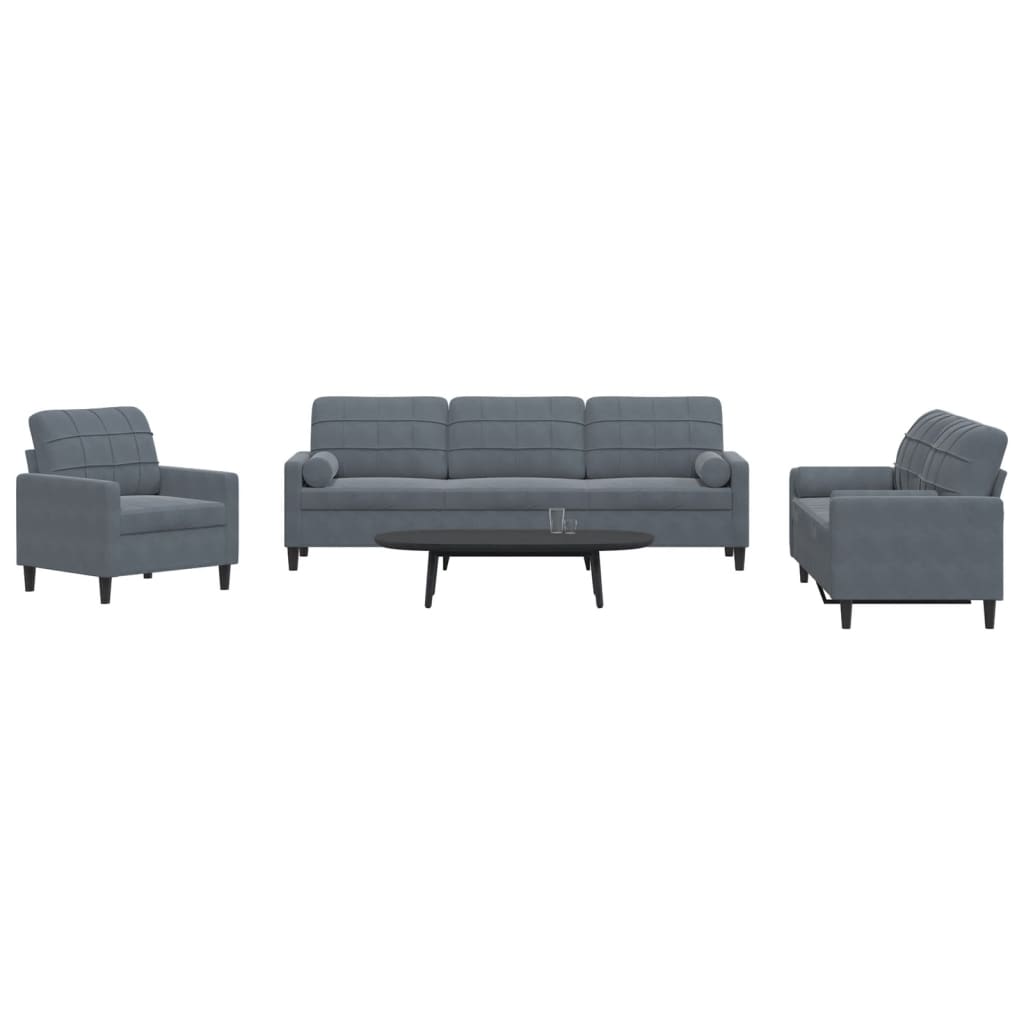 Set De Canapele Cu Perne, 3 Piese, , Catifea