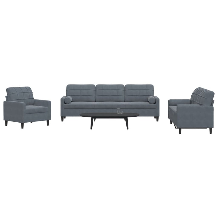Set De Canapele Cu Perne, 3 Piese, , Catifea