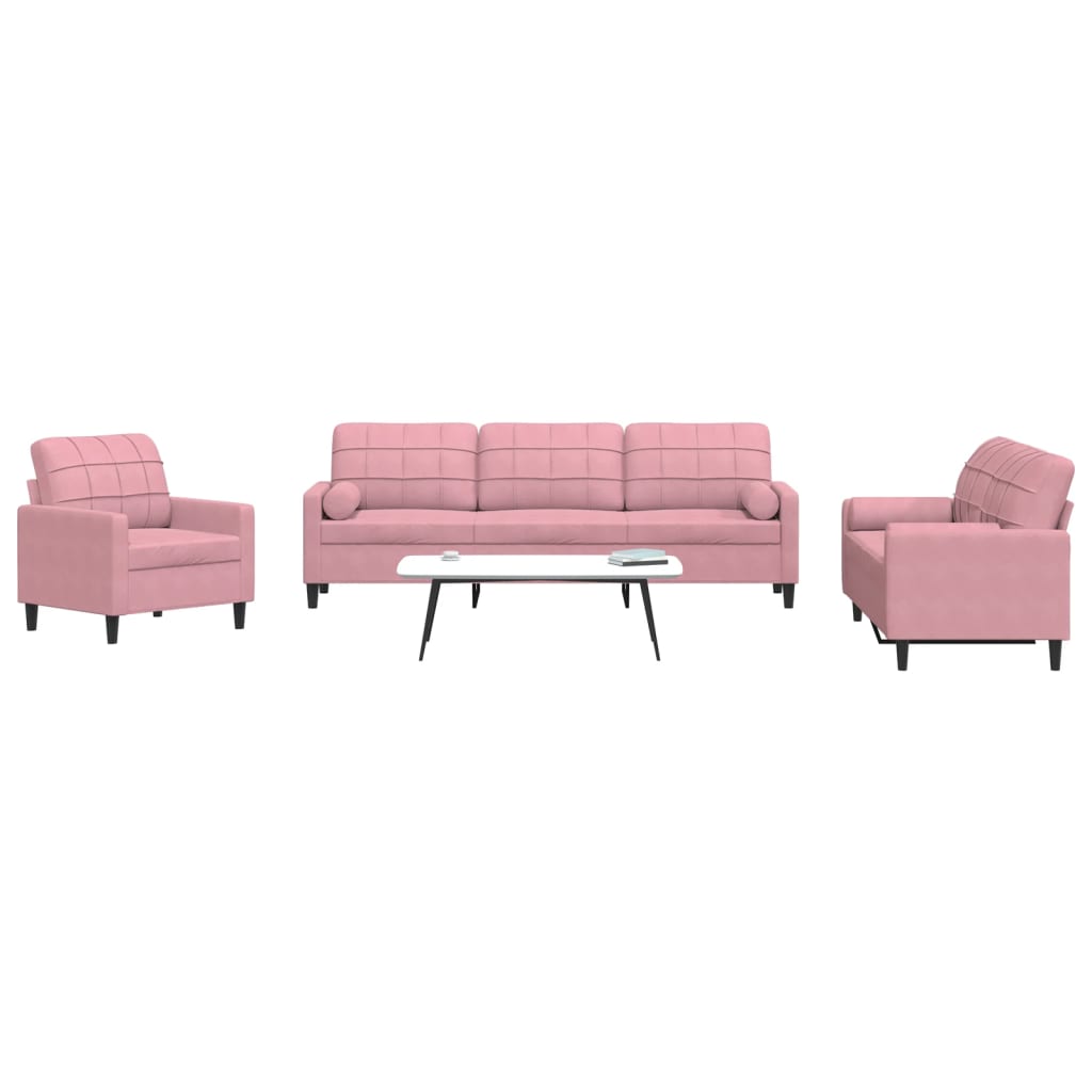 Set De Canapele Cu Perne, 3 Piese, , Catifea