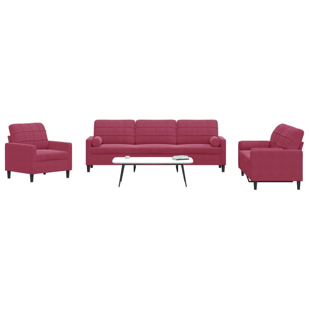 Set De Canapele Cu Perne, 3 Piese, , Catifea