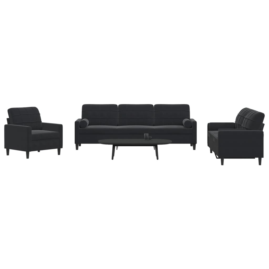 Set De Canapele Cu Perne, 3 Piese, , Catifea