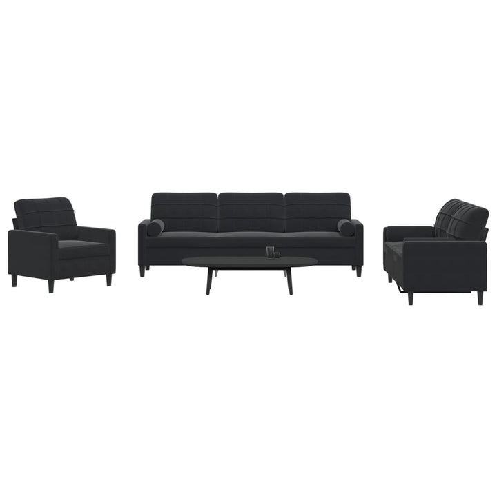 Set De Canapele Cu Perne, 3 Piese, , Catifea