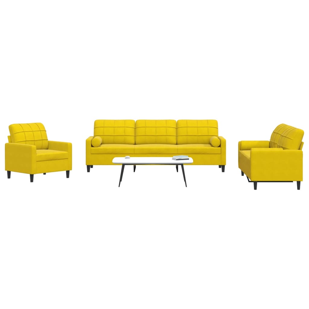 Set De Canapele Cu Perne, 3 Piese, , Catifea