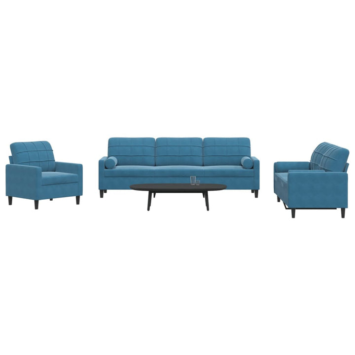 Set De Canapele Cu Perne, 3 Piese, , Catifea