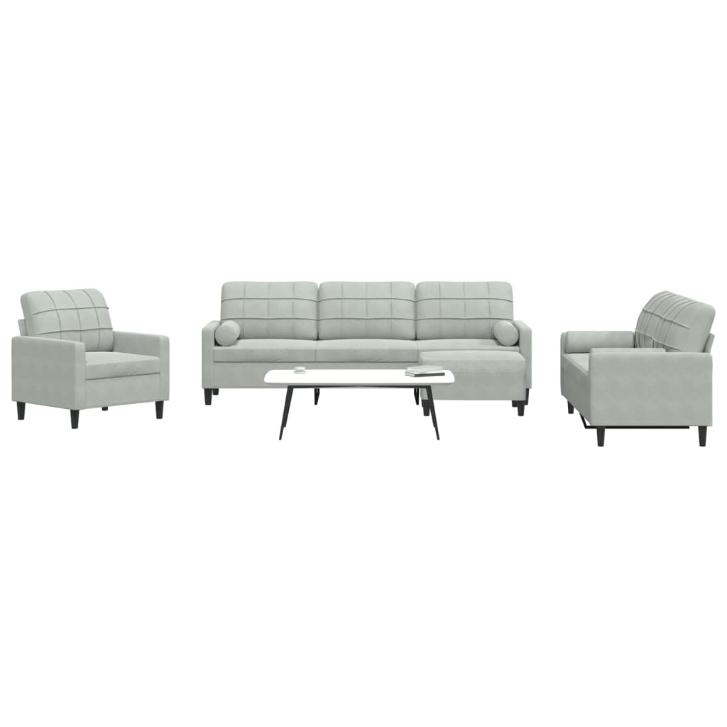 Set De Canapele Cu Perne, 3 Piese, , Catifea