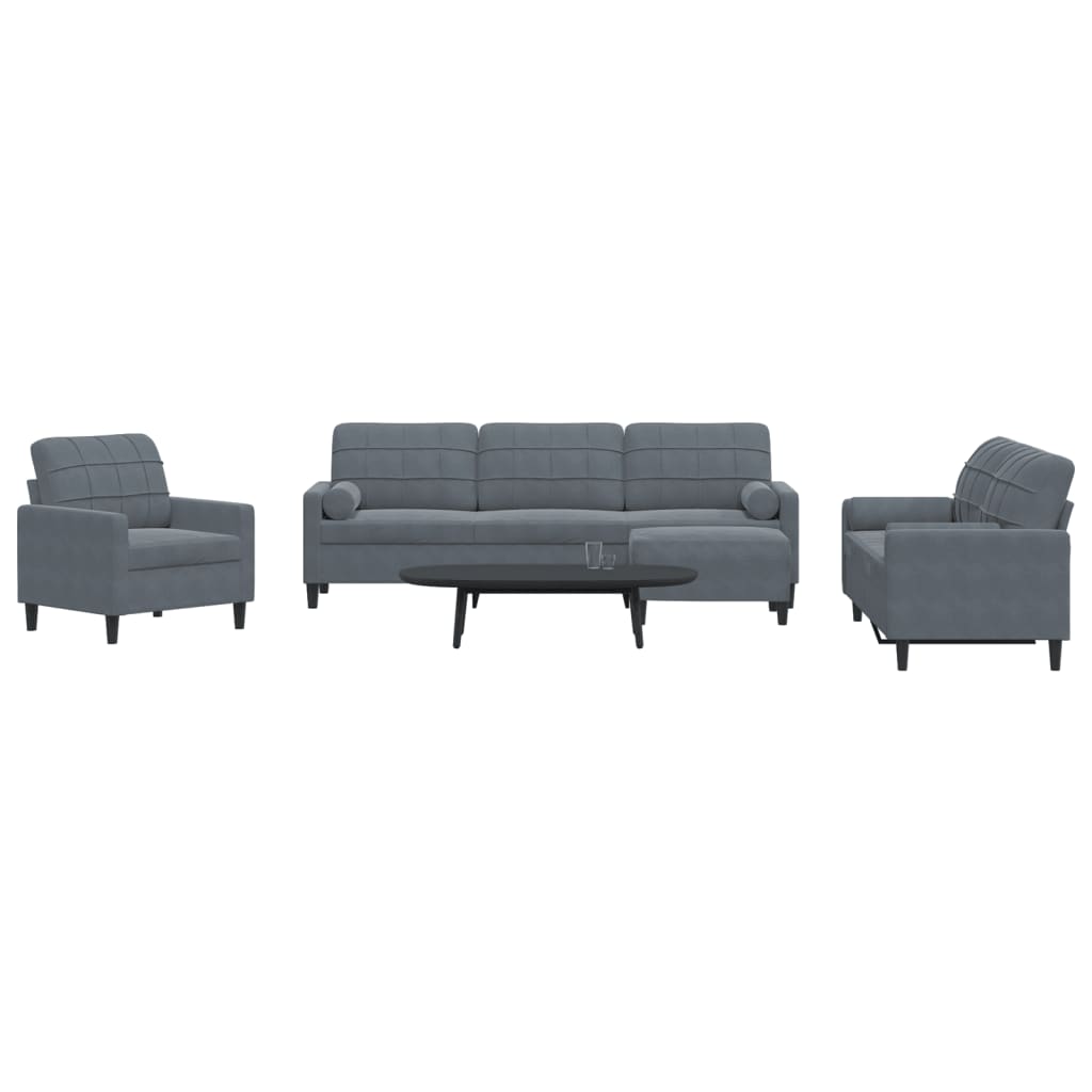Set De Canapele Cu Perne, 3 Piese, , Catifea