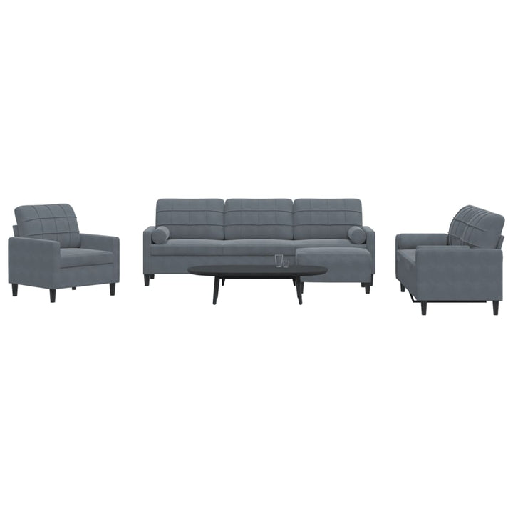 Set De Canapele Cu Perne, 3 Piese, , Catifea