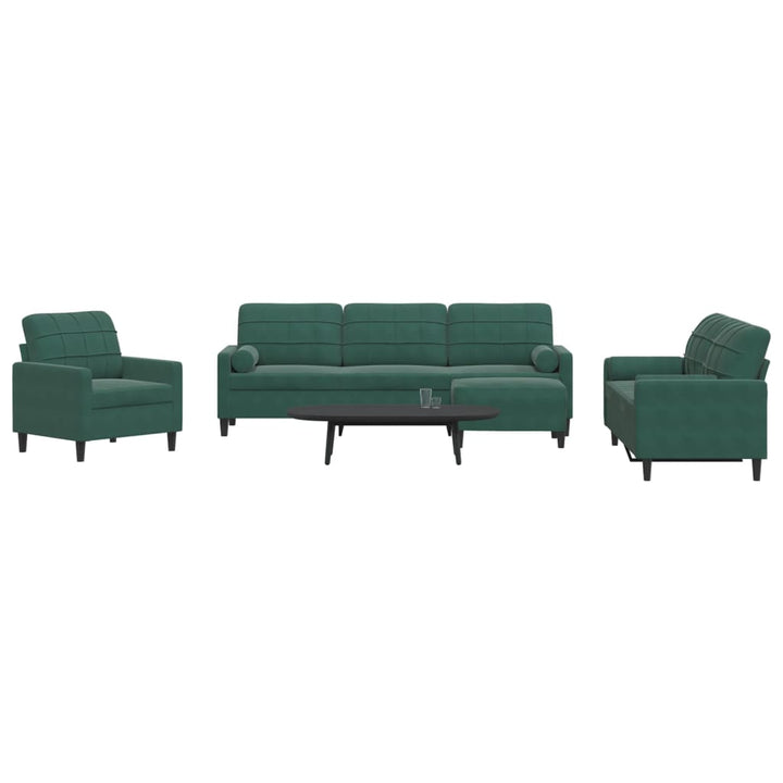 Set De Canapele Cu Perne, 3 Piese, , Catifea