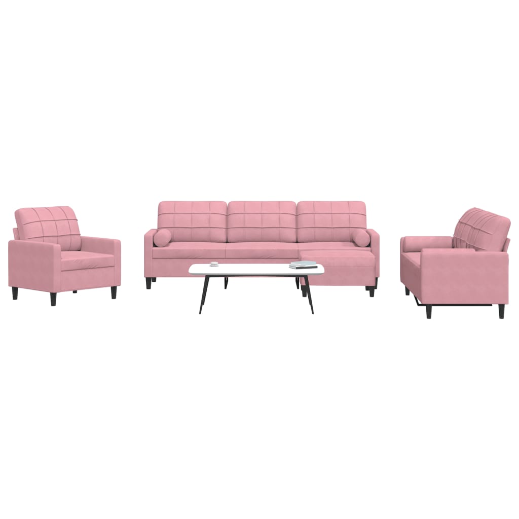 Set De Canapele Cu Perne, 3 Piese, , Catifea