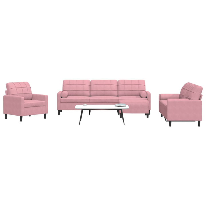 Set De Canapele Cu Perne, 3 Piese, , Catifea