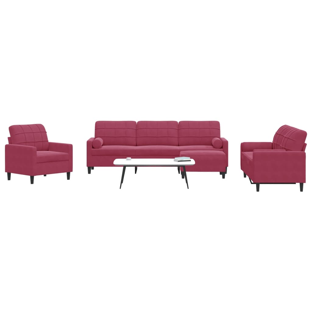 Set De Canapele Cu Perne, 3 Piese, , Catifea