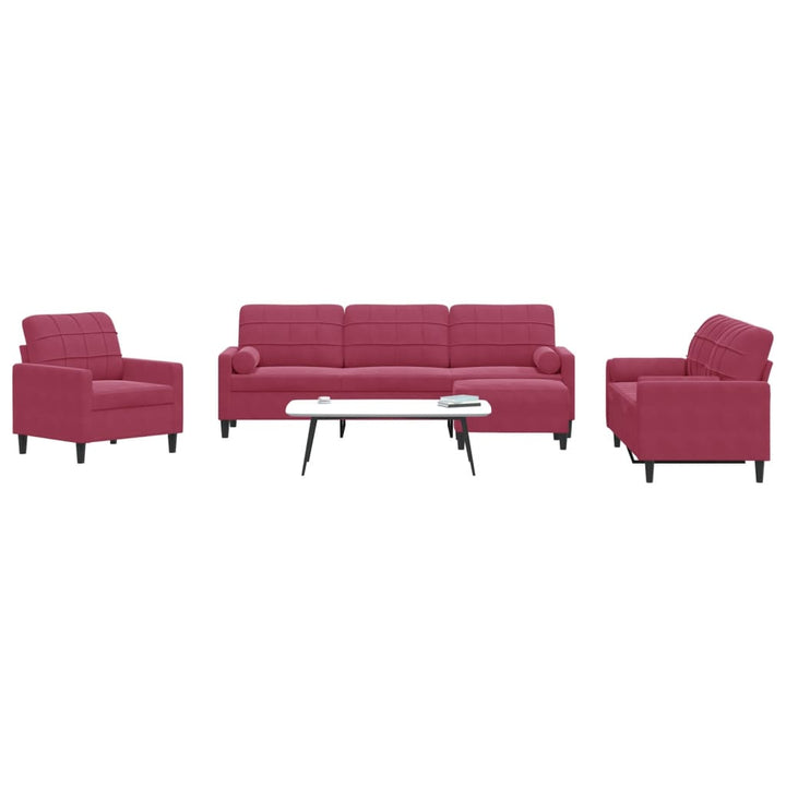 Set De Canapele Cu Perne, 3 Piese, , Catifea