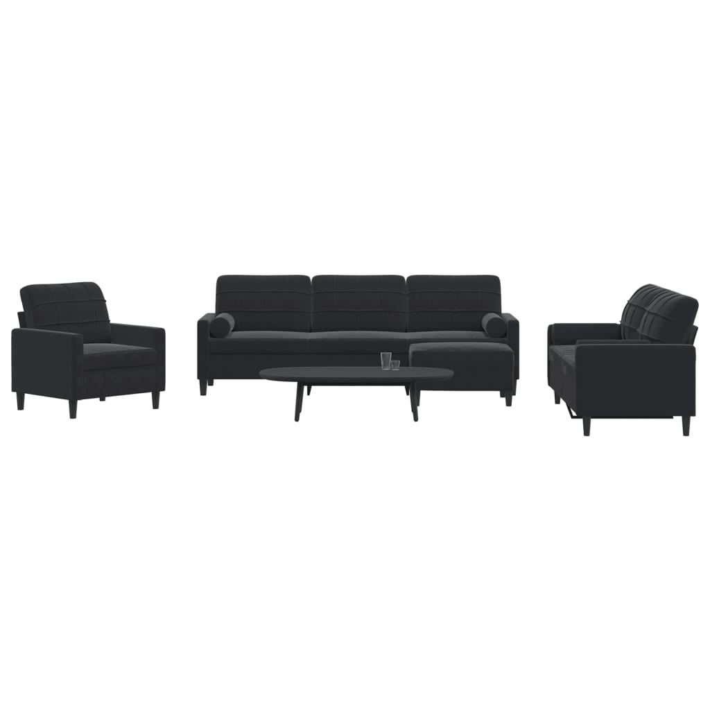 Set De Canapele Cu Perne, 3 Piese, , Catifea