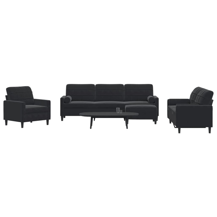 Set De Canapele Cu Perne, 3 Piese, , Catifea